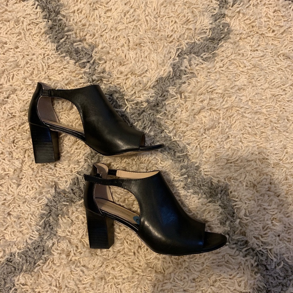 Black peep toe heels